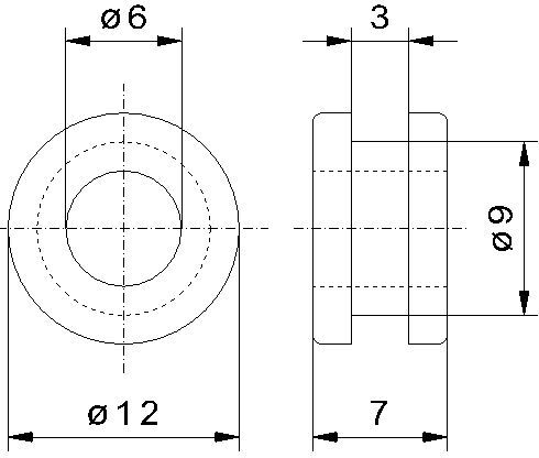 Durchführungstülle 12x6x3 mm