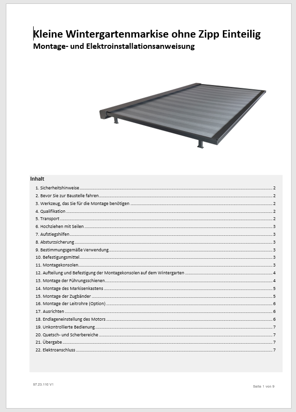 Montageanleitung W350 einteilig neutral